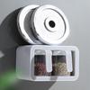 2/3Cups Wall Mount Spice Rack Multi-Grid Sugar Bowl Salt Shaker Seasoning Container Spice Boxes Kitchen Accessories Organizer