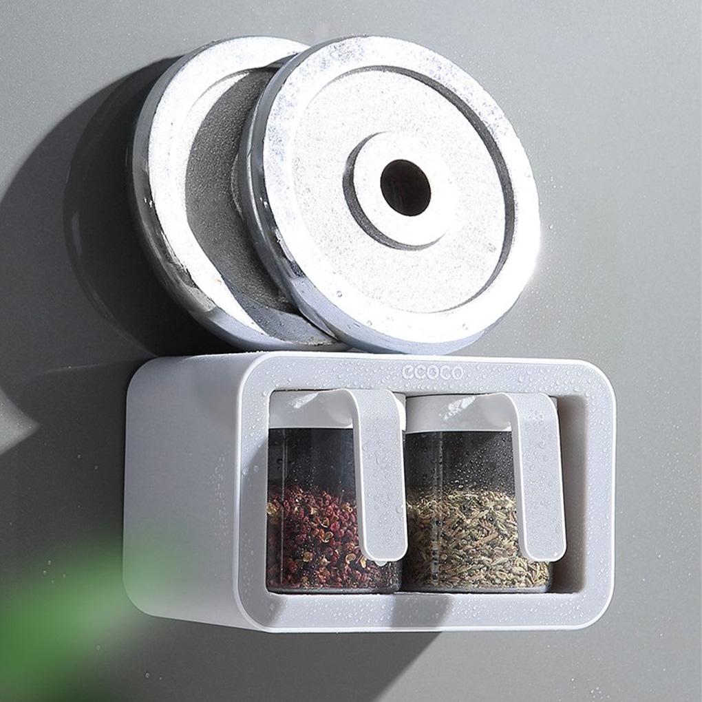 2/3Cups Wall Mount Spice Rack Multi-Grid Sugar Bowl Salt Shaker Seasoning Container Spice Boxes Kitchen Accessories Organizer