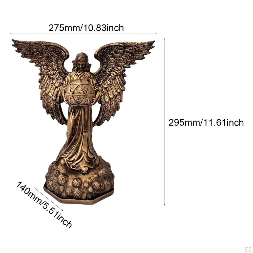 Angel Statue Resin Figurine Artwork Birthday Gift Tabletop Ornament Sculpture for Desk Fireplace