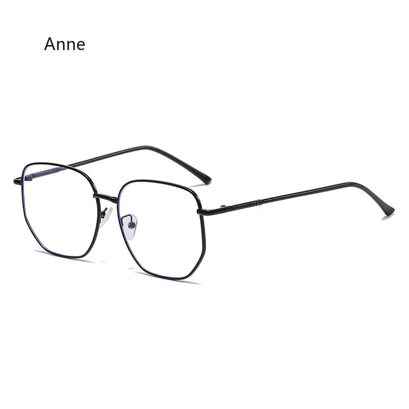 Women Fake Glasses Anti-blue Light Large Frame Glasses Transparent Lens Metal Frame Oversize Eyeglasses UV400 Protection Eyewear