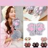 Cute Cat Paw Gloves Winter Warm Touchscreen Half Finger Mittens For Girls