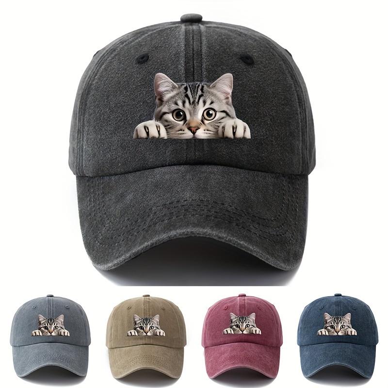 Cartoon Cat Pattern Retro Baseball Cap Outdoor Lightweight Duckbill Cap Travel Camping Fishing Truck Driver Father Duckbill Cap