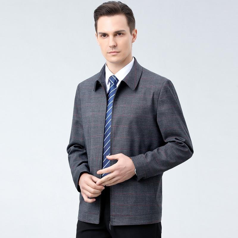 Men's Lapel Wool Jacket Men's Spring Casual Middle-aged and Elderly Business Men's Jacket Dad Jacket