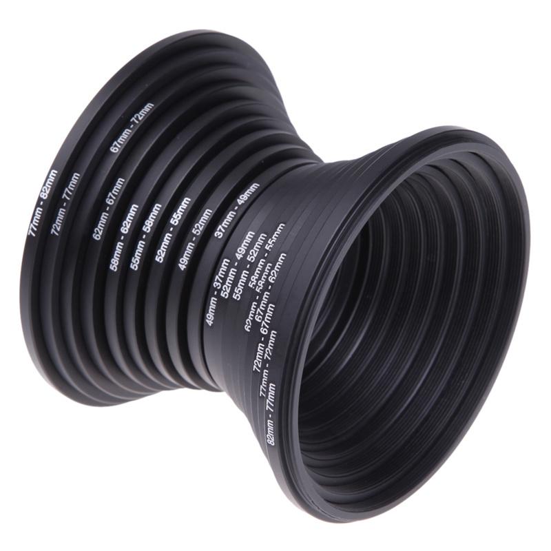 9pcs Camera Lens Filter Step Up &amp; Down Ring Adapter Set 37-82mm 82-37mm For Canon Nikon Fujifilm Dslr Lenses