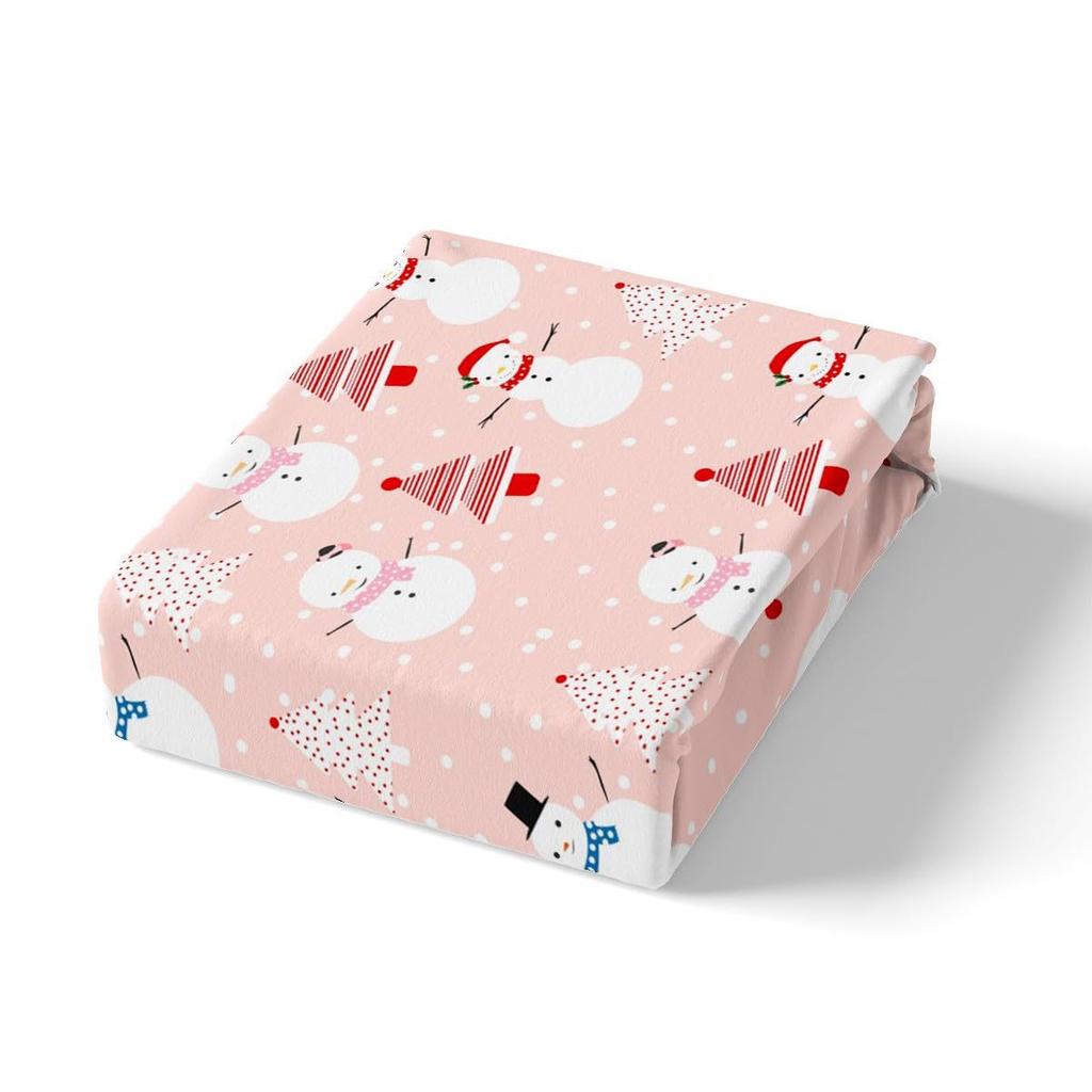 Cartoon Snowman Pink Polka Dots Three-Piece Quilt Cover Digital Printing Bedding Set Bed Cover