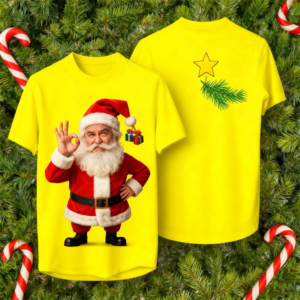 Christmas-Themed Men's Crew Neck Short-Sleeve T-Shirt 3D Santa Claus Striped Print Unisex Comfortable Breathable T-Shirt