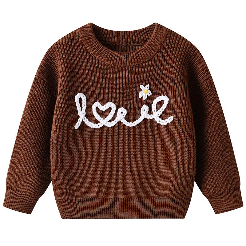 Autumn and Winter Hand-embroidered Love Baby Infant Base Knitted Sweater Birthday DIY Cotton Children's Sweater