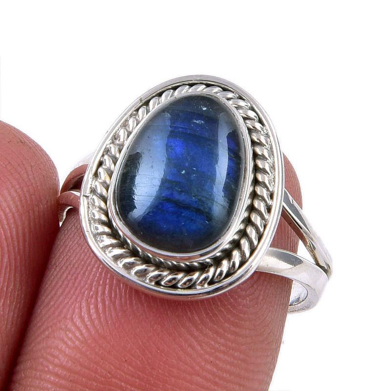 

Natural Labradorite Gemstone 925 Solid Sterling Silver Jewelry Ring S.6.5 T6y81