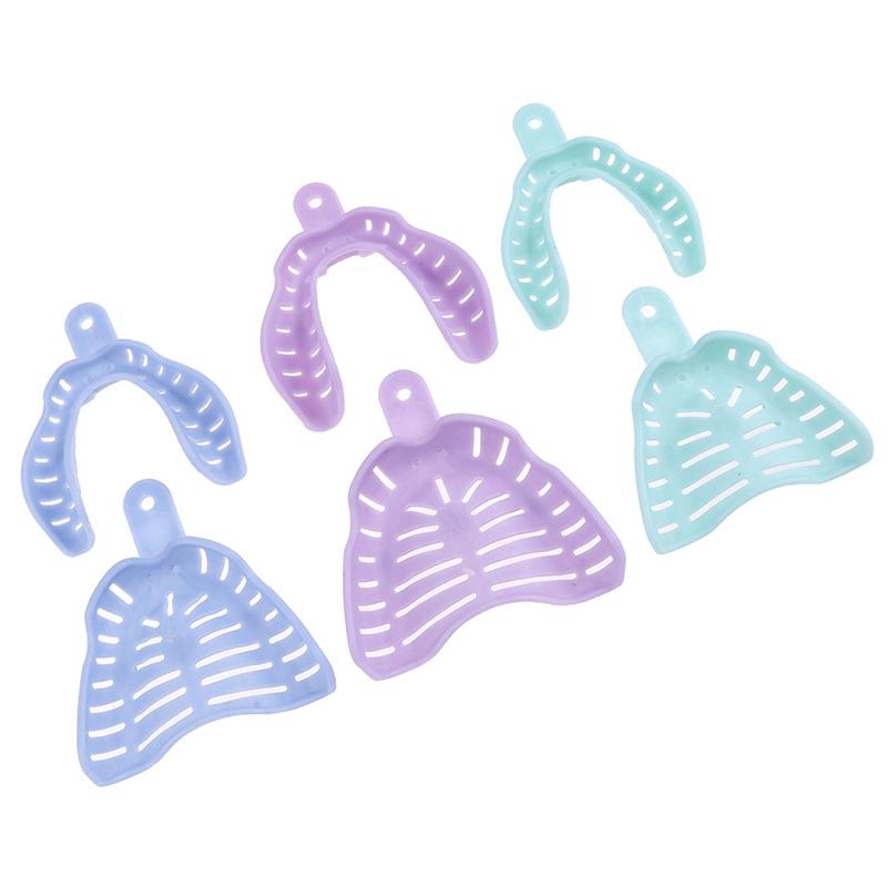 6ks barevné dentální otiskovací misky Plastové materiály Držák na zuby