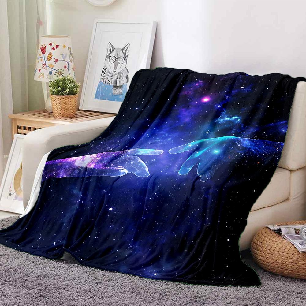 1pc Galaxy Hands Blanket, Lightweight Flannel Throw Blanket for Sofa, Bed, Travel, Camping, Living Room, Office, Couch042