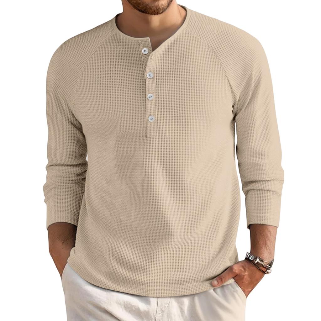 Men's Loose Casual Button Down Collar Long Sleeve Top