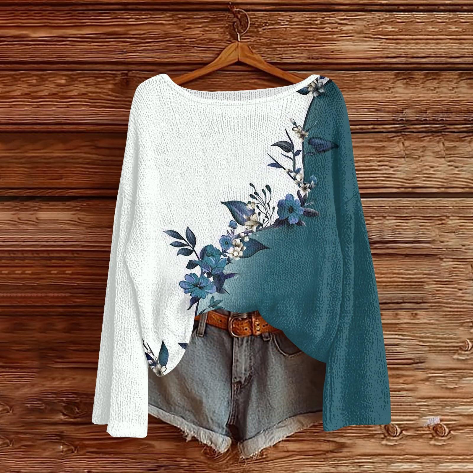 

Свитшоты для женщин Вязаный свитер Милая рубашка Осенний круглый вырез Пуловер Топы XXL