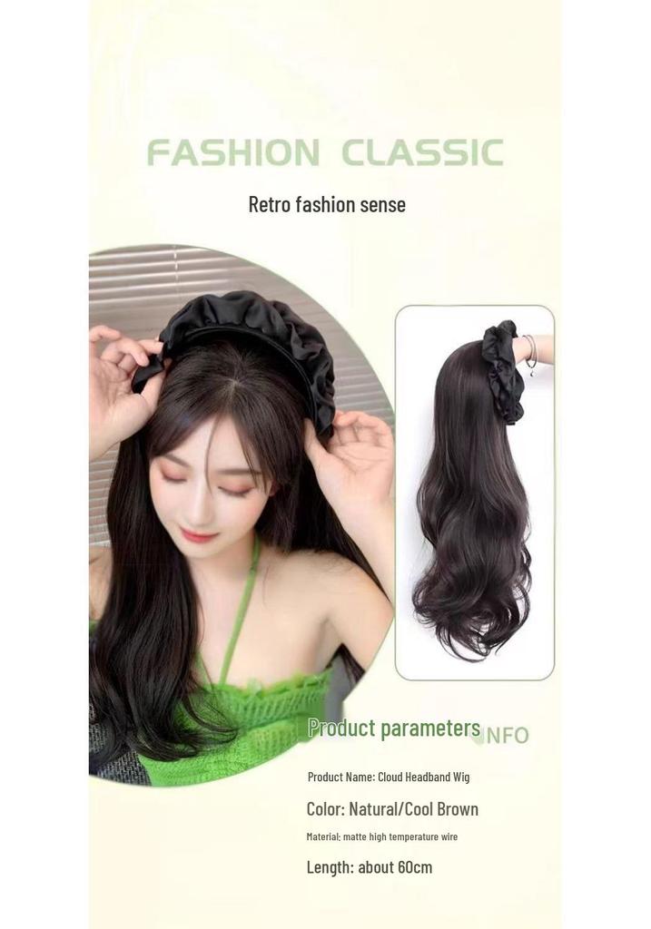 Elegant Cloud Headband with Long Curly Fake Hair