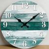 Vintage Wood Wall Clock Green White Silent Non-Ticking Quartz Clock Rustic Farmhouse Decor for Living Room Bedroom Kitchen