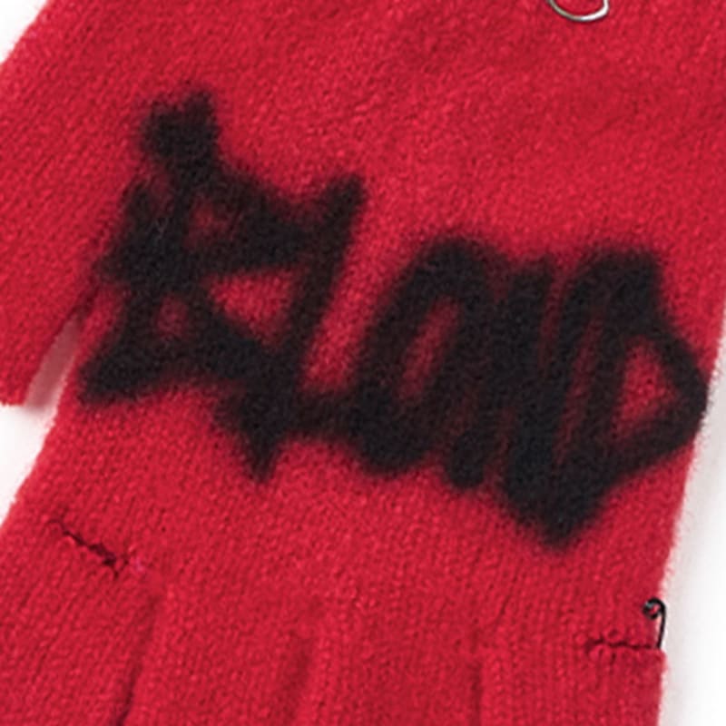 BLACKBLOND BBD Graffiti Logo Ripped Hand Warmer Gloves (Red)