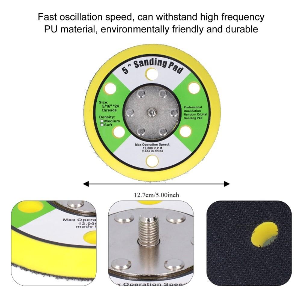 PU Backin Sanding Pad Hook Loop Pneumatic Sande 6 Holes Backing Plate Air Polishers