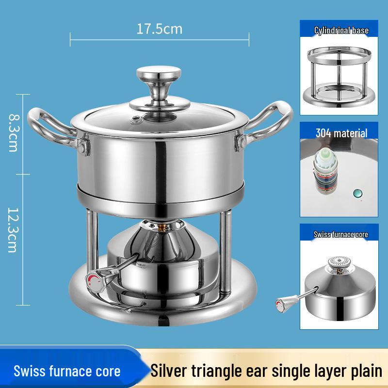 Pentola calda compatta in acciaio inossidabile 304 per porzione singola con fornello a gas gonfiabile per Shabu-Shabu