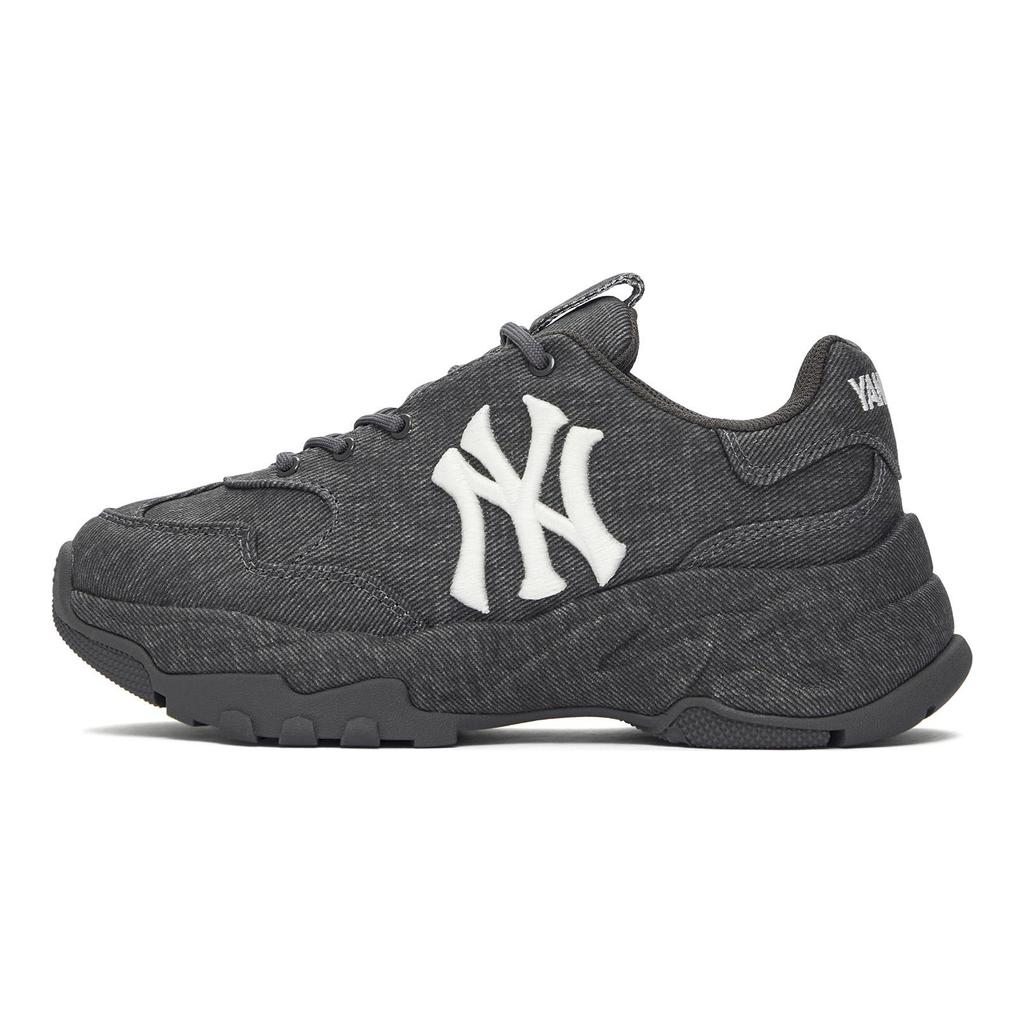 MLB New York Yankees Rutschfest Abriebfest Niedrig geschnitten Klobige Sneaker Unisex Dunkelgrau 3ASHA025N-50GRD
