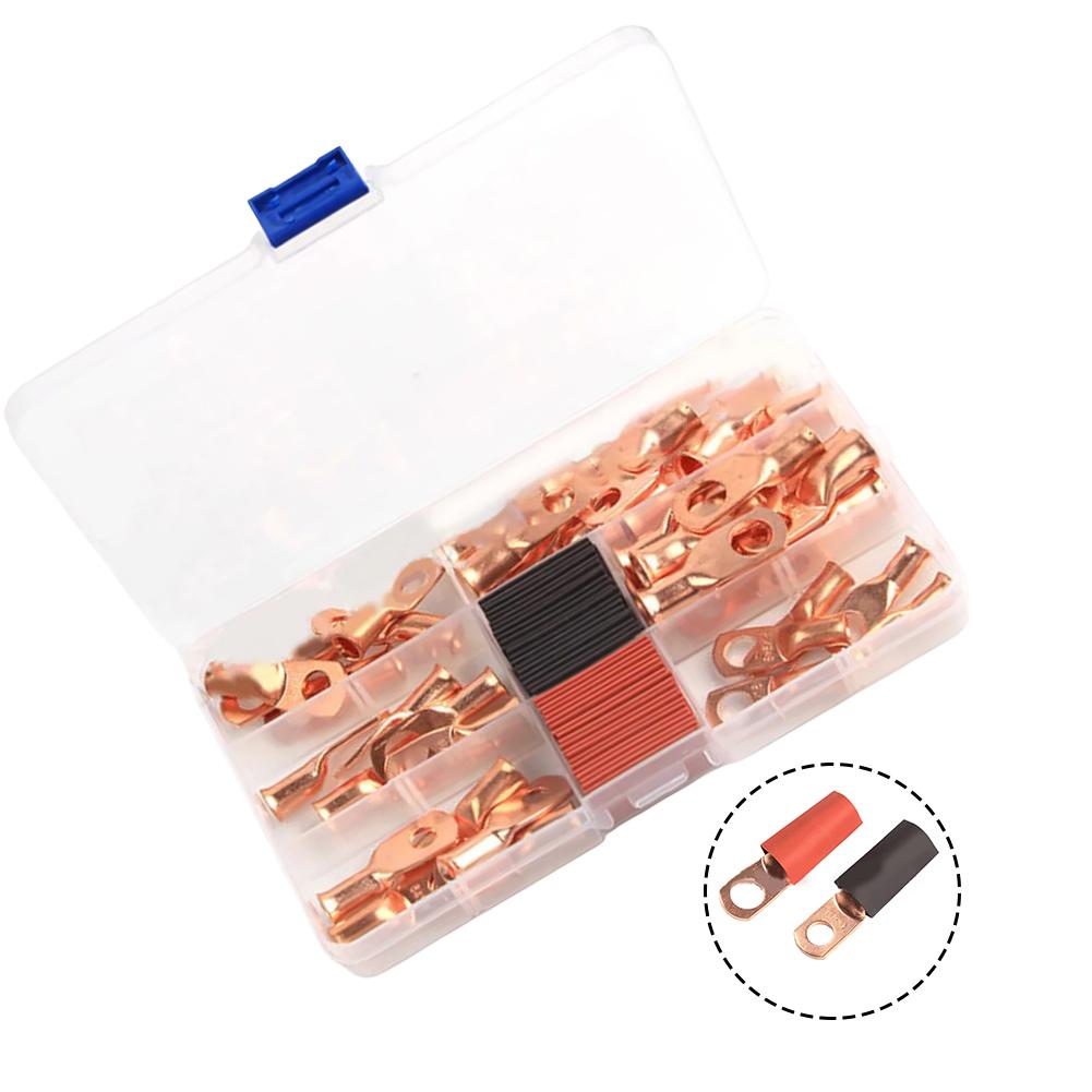 80PCS/set Heavy Duty Copper Wire Lugs With Shrink Tube Kit,include 8,6,4 Electrical Equipment Supplies Accessories