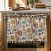 1PC NAPEARL Retro Botanical Pattern Oven Skirt, Tassel Edge Insulated Decoration Oven Door Curtain for Oven Cabinet Kitchen Home Decor