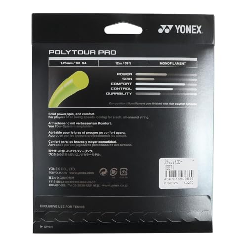 YONEX Hard Tennis Strings Polytour Pro 125 (1.25mm) PTGP125 Flash Yellow