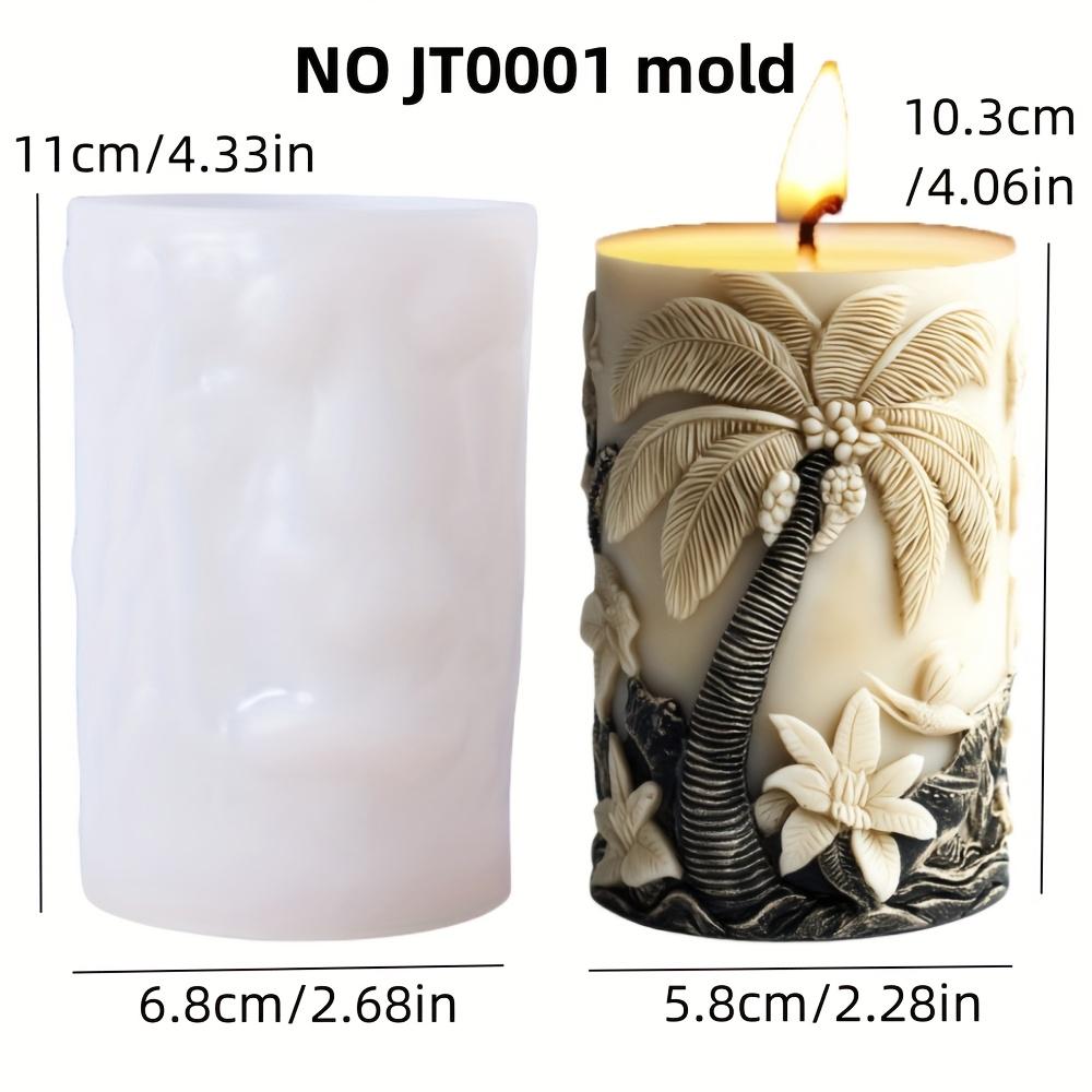 3D Coconut Tree Relief Cylindrical Candle Silicone Mold Beach Tree Resin Molud Palm Tree Flower Relief Handicraft Gypsum Molds