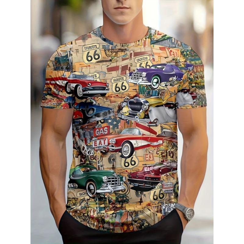 Men s fashion trend casual round neck 3D printed T-shirt S