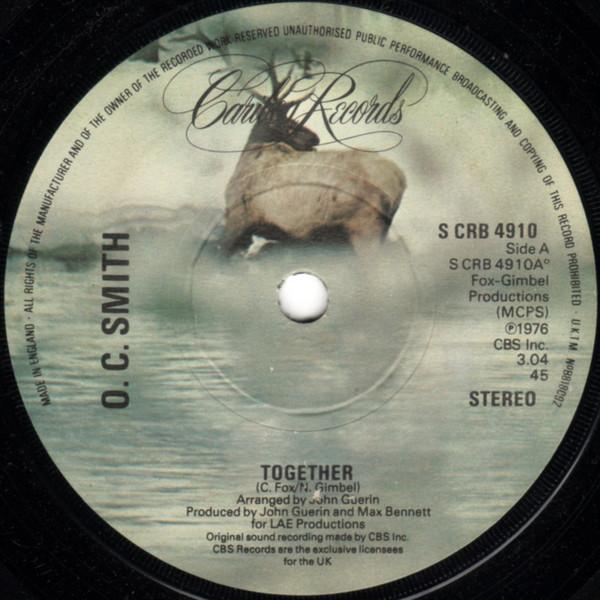 

7inch Record OC SMITH - Together SCRB4910 Caribou Records - UK Soul/Funk Used