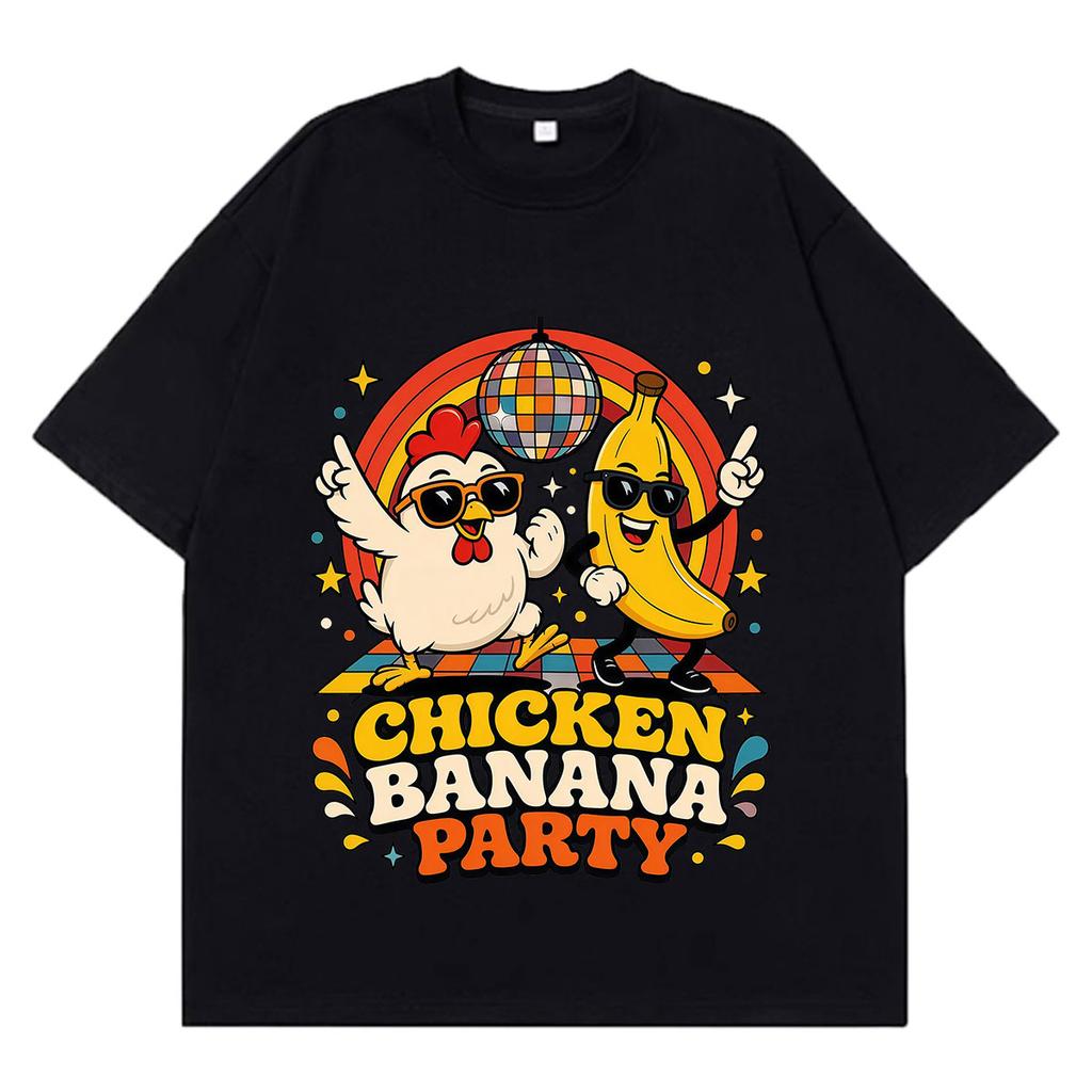 Chicken Banana Party Funny Meme T Shirt Unisex Unisex Fashion Clothing Tshirts Summer Shortsleeved Loose Casual Cotton Tshirts