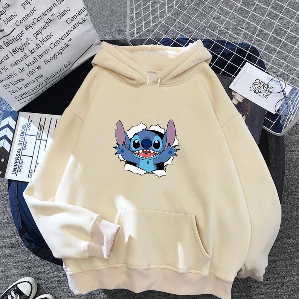 Kluci Holky Disney Stitch Angel Kreslený Zábavný Potisk Podzim a Zima Top s Dlouhým Rukávem Dětská Ležérní Pohodlná Měkká Mikina s Kapucí
