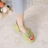 Sandals women's summer new fashion rhinestone small retro beach platform non-slip high heels