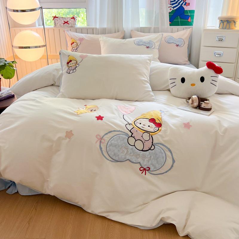 Adorable Cartoon Cotton Duvet Cover Set for Kids - 3 Pieces for College Dorms