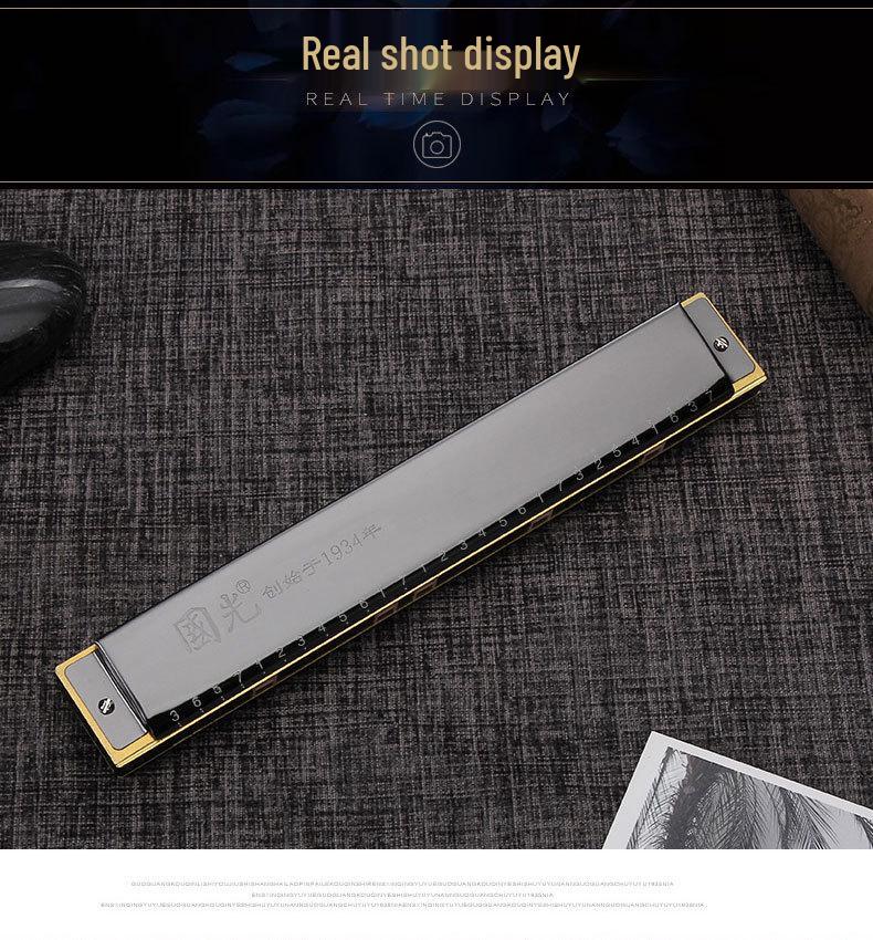 Guoguang 24-Hole Double Reed Harmonica, C Key for Beginner Students and Self-Study, Suitable for All Ages