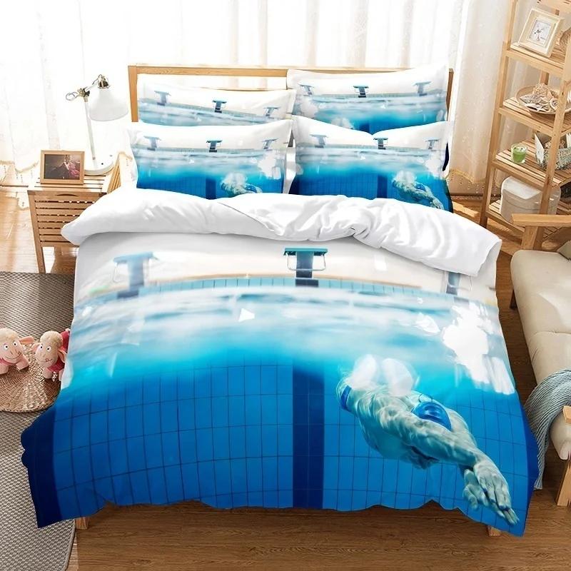 

Bedding Duvet Cover Set Swimming In Pool 3d Digital Printing Bed Linen Fashion Design Comforter Cover Bedding Sets Bed Set US Queen(228x228cm)