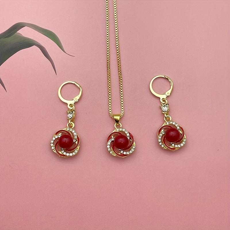3pcsShining Luxury Elegant Fashion Simple Necklace Earrings Party Commemorative Jewelry Versatile and Exquisite Christmas Birthday Gift