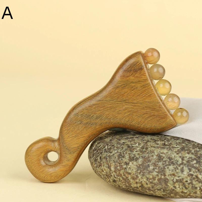 

Sandalwood Manual Face Massage Tool Sculpting Massager Ram Horn Beads Natural Facial Gua Sha Tool Skin Care Muscle Relaxation A