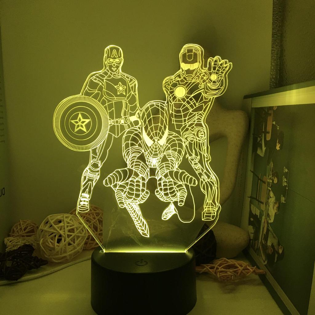 3D Avengers Iron Man & Captain America LED Night Light for Kids
