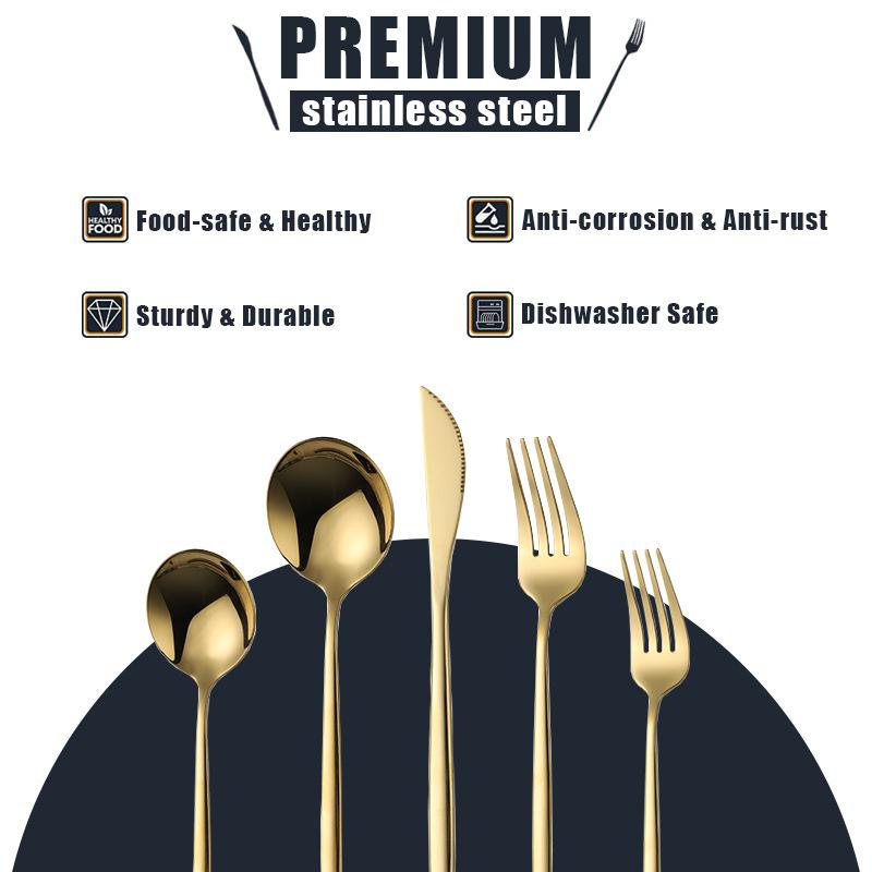 Stainless Steel Tableware Set, Steak Knife, Fork and Spoon 20/30 Piece Set, Western Food Knife, Fork and Spoon Gift Box.