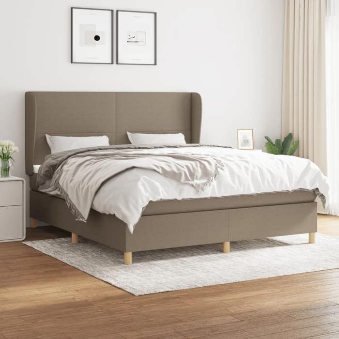 3128377 vidaXL Divan-lit Tapissier Avec Matelas Taupe 160x200 Cm Tissu