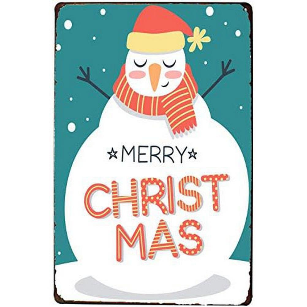 Metal Tin Signs Snow Man Xmas Wall Decoration Plaque Vintage Art Poster Iron Painting for Man Cave Home Cafe Garden Club Bar