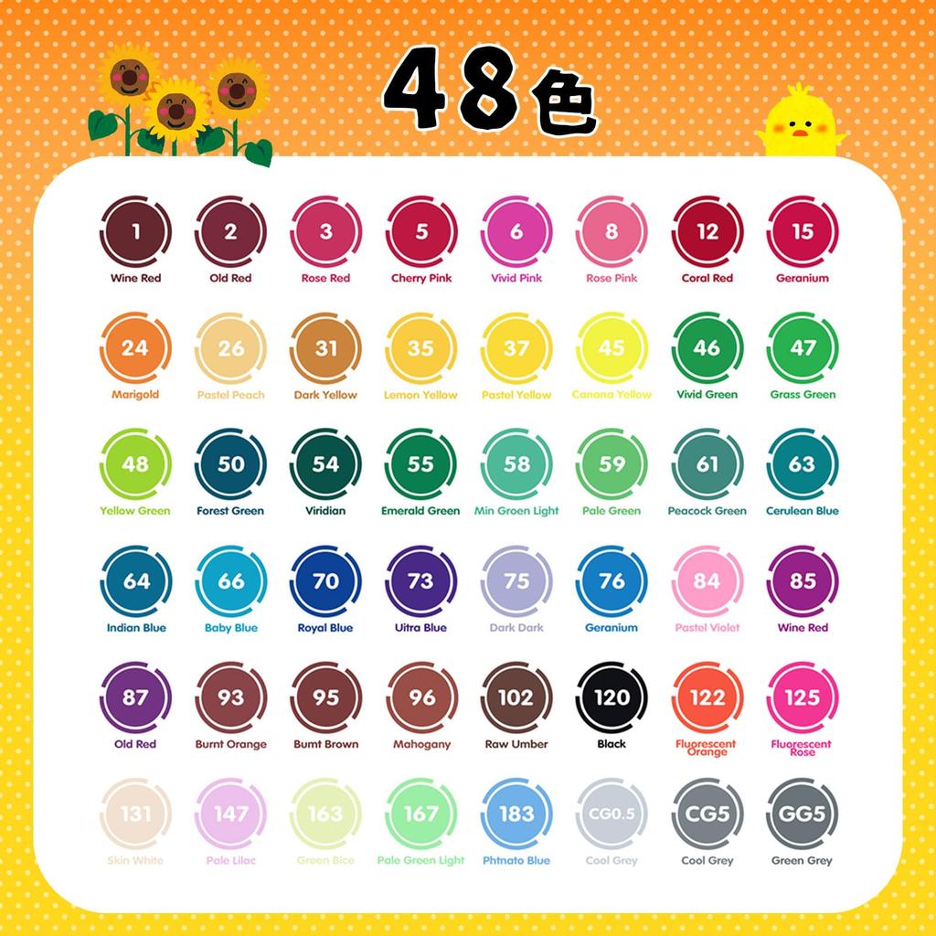 Illustration Alcohol Brush Art Supplies Set for and Manga Artists with Free App 48-Color Markers, Markers, Type, Adults, Children,