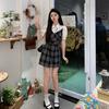 Shirt Splicing Plaid Dress Women's Summer New Popular Niche Design High-end Fake Two-piece Skirt