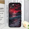 Creative Sunset Beach Wave Coconut Palm Landscape Phone Case for iPhone 17 16 Pro Max 15 14 13 12 11 Mini X 7 8 Plus Hard Cover