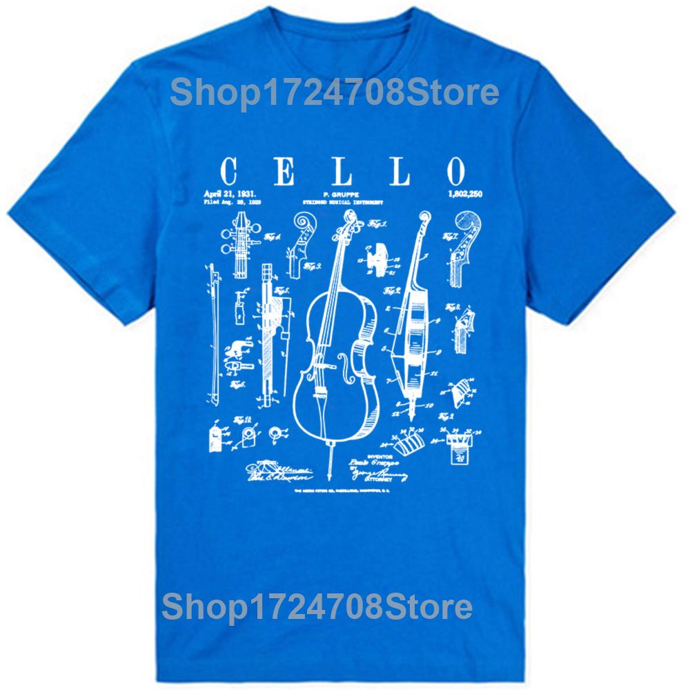 Vtipné violoncello Vintage patent Kresba violoncellisty Grafické tričko Pánská Dámská móda Ležérní tričko 100% bavlna Volné Oversized tričko