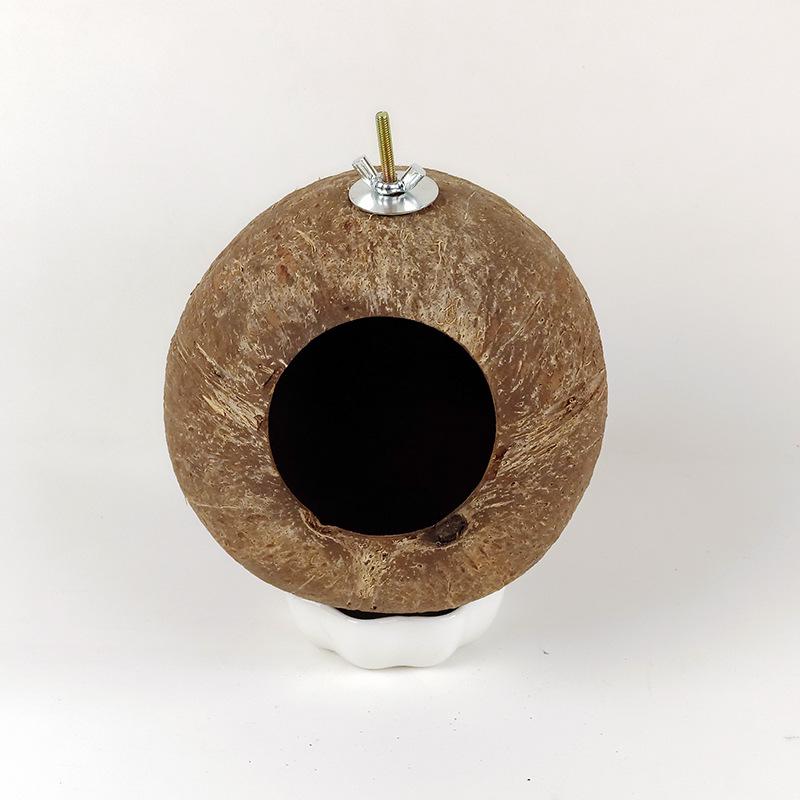 Coconut Shell Hanging Bird Nest for Parrots, Finch, Budgie, and Pearl Breeding.