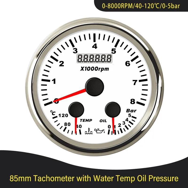 Waterproof Car Boat Universal 85mm GPS Speedometer Odometer with Fuel Level Tachometer Water Temp Oil Pressure Red Backlight