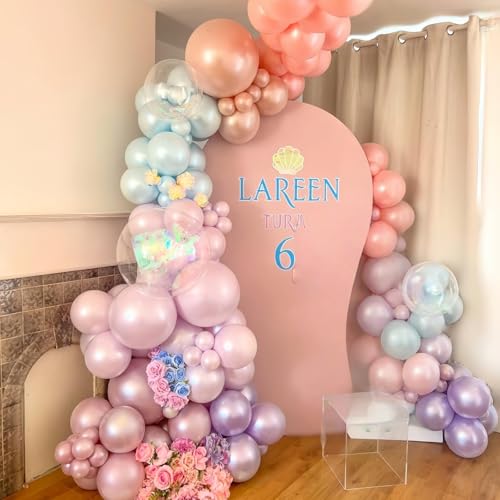 Pastel Mermaid Balloons Set of 36  Pearl Rose Gold Metallic Pink Purple Blue Latex Party Balloons for Girl Birthday Bridal Baby Shower Candyland