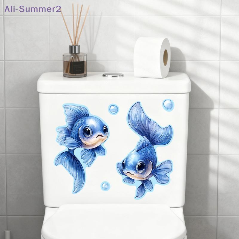 {Summer2} 1/2 Sheets Luminous Dolphin Toilet Sticker Self-adhesive PVC Bathroom Decoration Wall Decal Home Decor Sticker