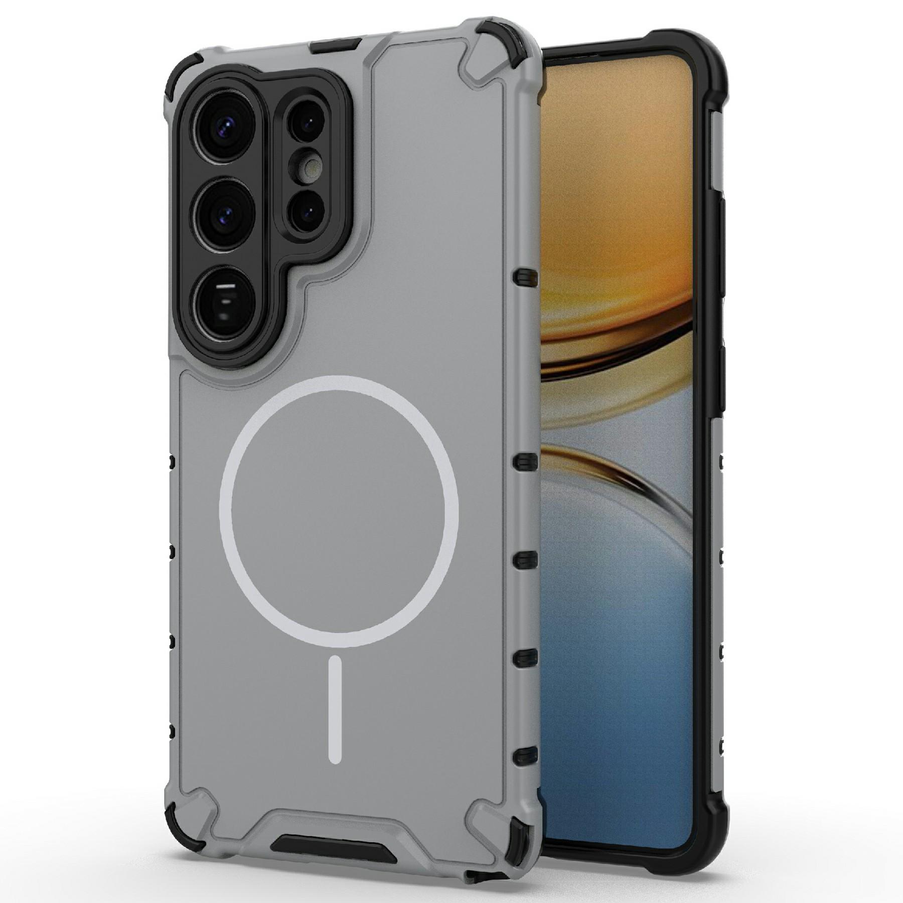 For Samsung Galaxy S26 Ultra Magnetic Case Corrugated Texture Heat Dissipation TPU + PC Phone Back Cover