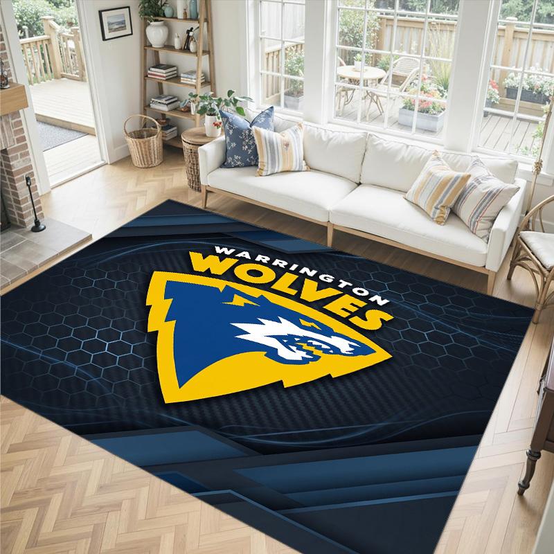 Warrington Wolves Design Crystal Velvet Carpet Cozy Non?Slip Printed Rug For Bedroom Living Room Entrance